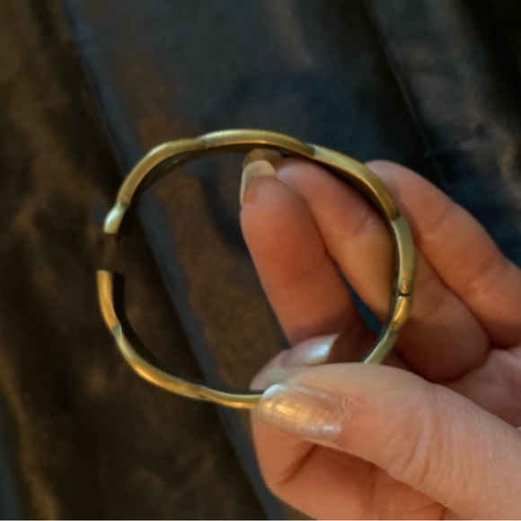 Burnished bronze CZ hinged bracelet - Picture 6 of 8